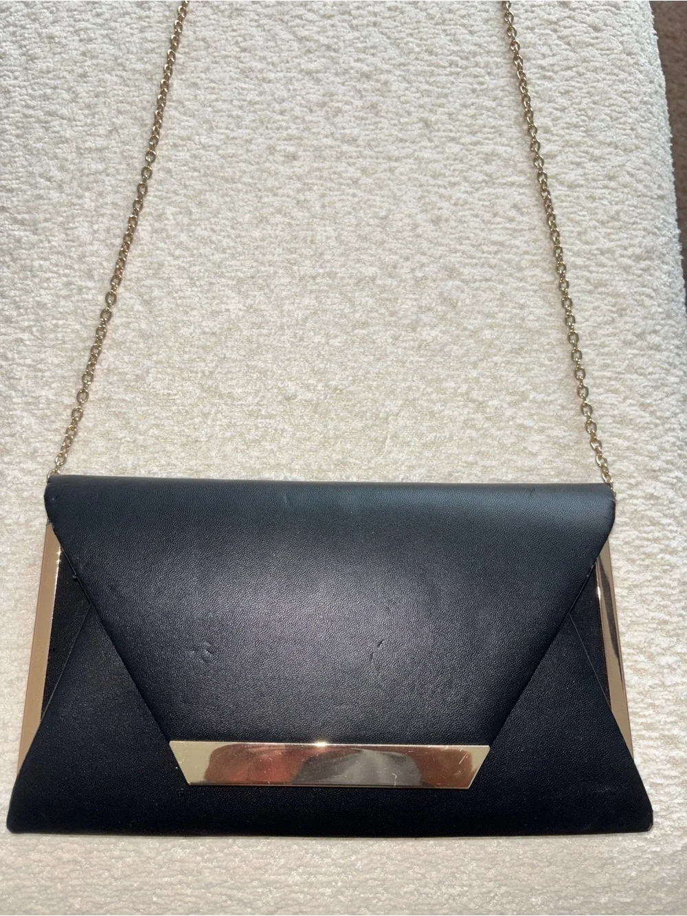 Call It Spring Black Clutch with Gold Chain